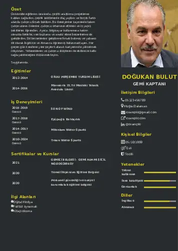Gemi Kaptanı CV Örnekleri cv indir